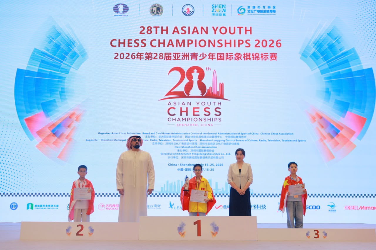 Boys Under 8 medalists at the Asian Youth Chess Championships