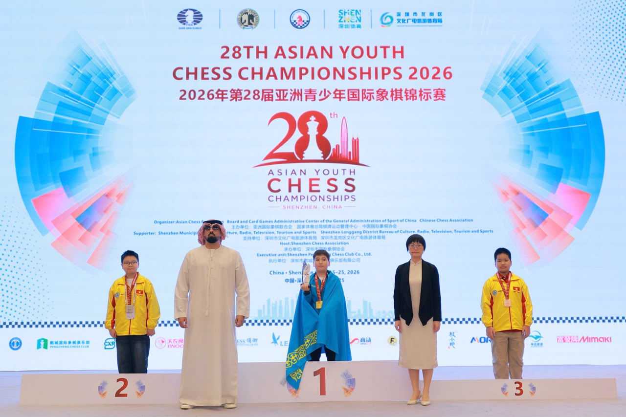 Boys Under 12 medalists at the Asian Youth Chess Championships