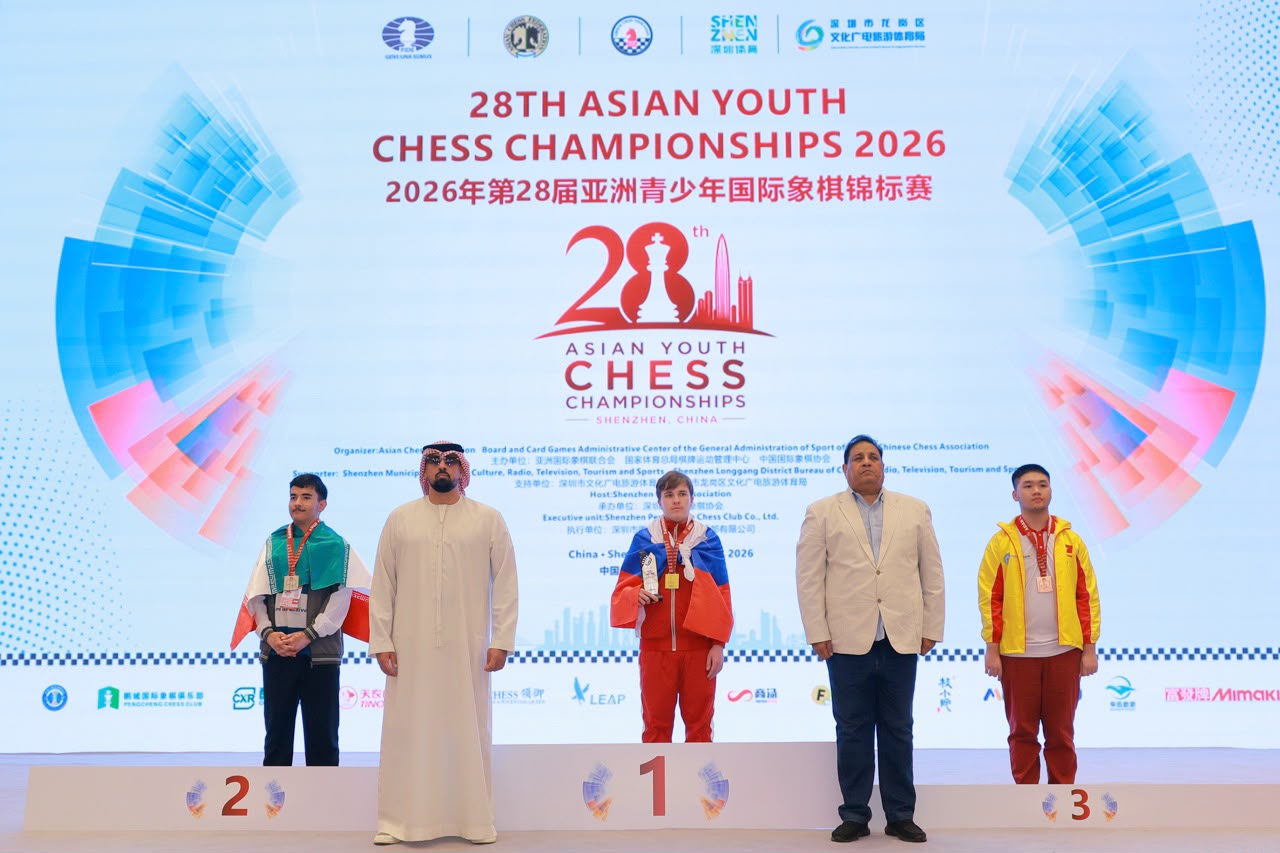 Boys Under 16 medalists at the Asian Youth Chess Championships