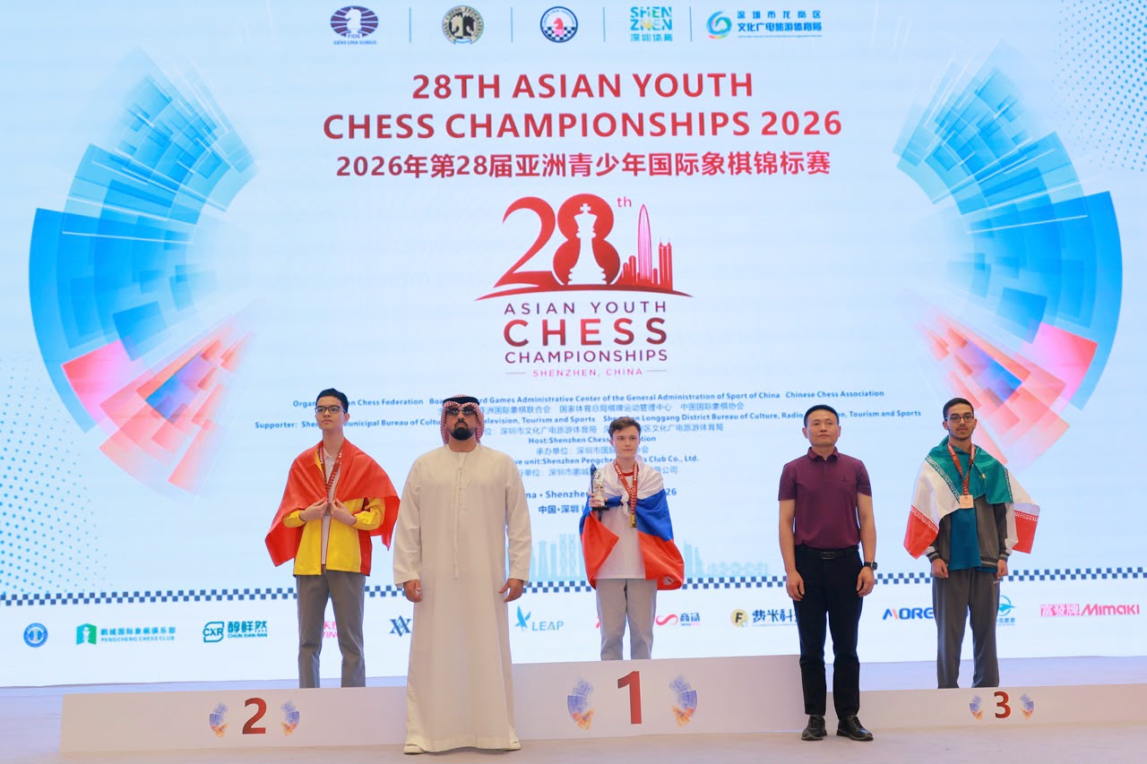 Boys Under 18 medalists at the Asian Youth Chess Championships