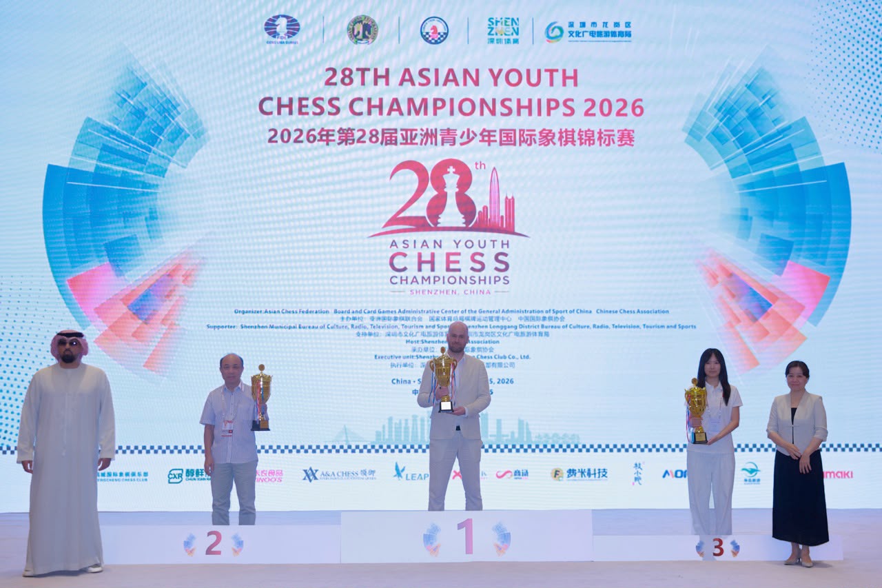 Team competition winners at the 28th Asian Youth Chess Championships